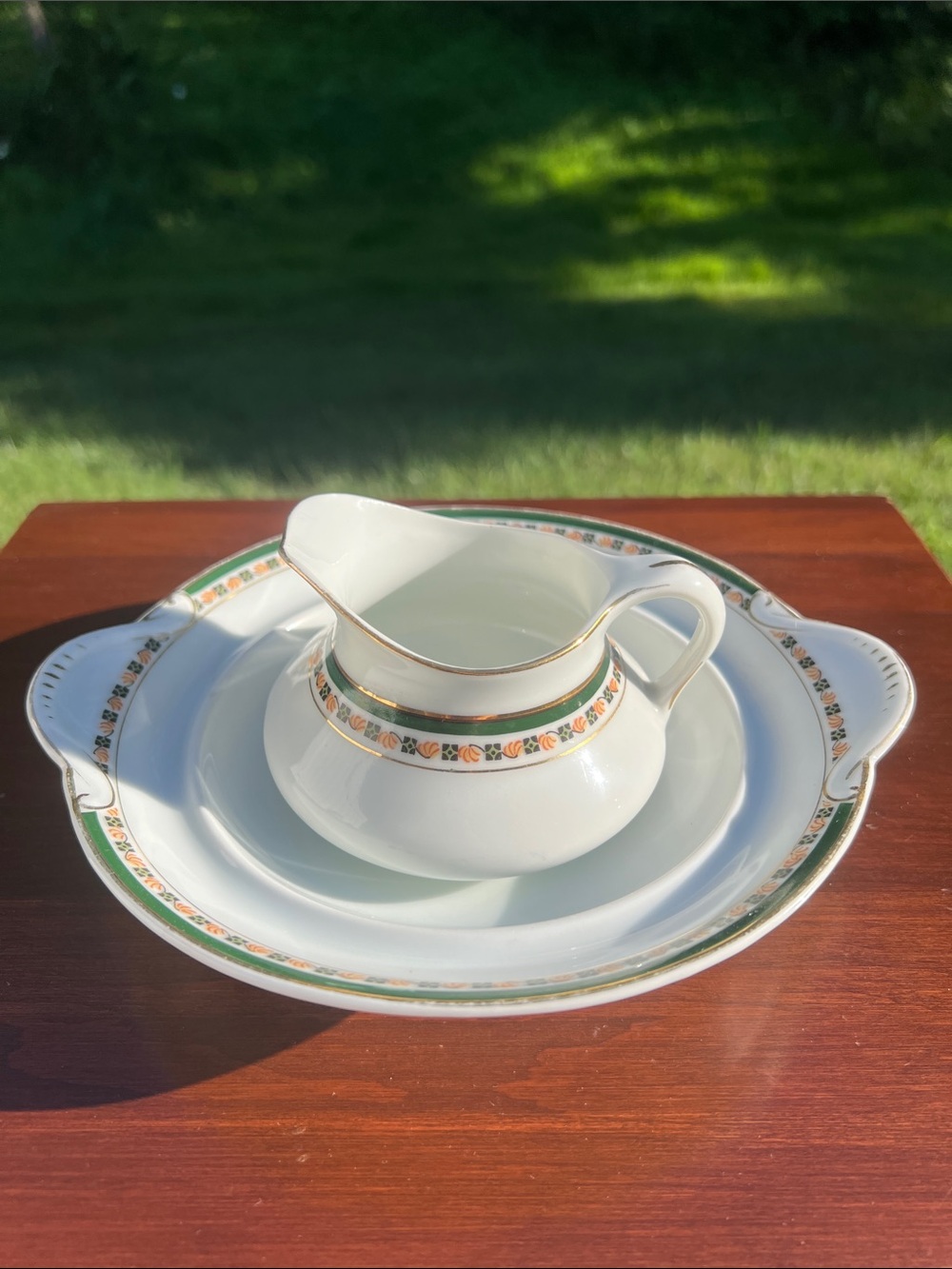 Vintage Edwardian Bassett Fine Ceramics Porcelain Basin Set Cream & Sugar